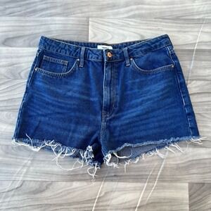 Forever 21 Womens Cut-Off Shorts Blue Cut Off Frayed High Rise Solid Zip‎ 30